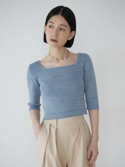 Mediam 2Way Rib Knit Tops - VONDOT｜レディースセレクトショップ