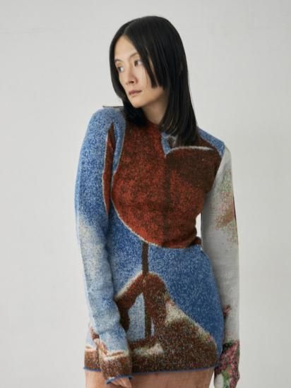 Mediam Photo Knit Pullover - VONDOT|レディースセレクトショップ Mediam Photo Knit Pullover - VONDOT|レディースセレクトショップ