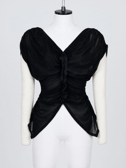 【fetico】VELVET TULLE SHIRRING TOP VELVET TULLE SHIRRING TOP(1 BLACK): FETICO: WOMENS｜THE