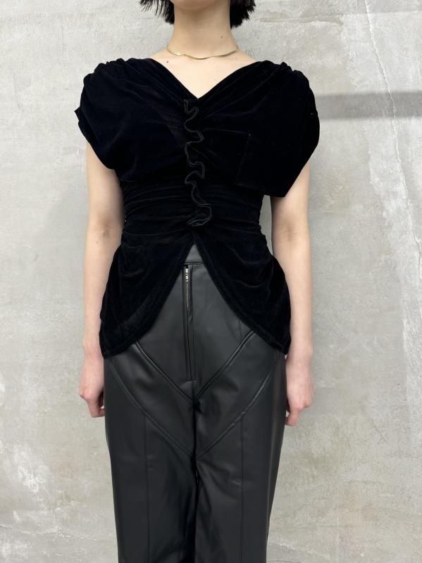 FETICO VELVET TULLE SHIRRING TOP - VONDOT｜レディース