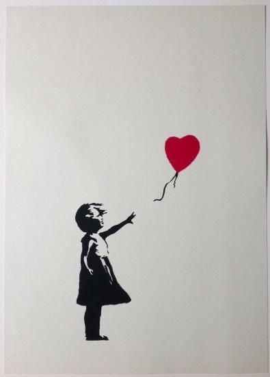 ゴールド額縁 バンクシー Banksy 赤い風船に手を伸ばす少女 WCP-