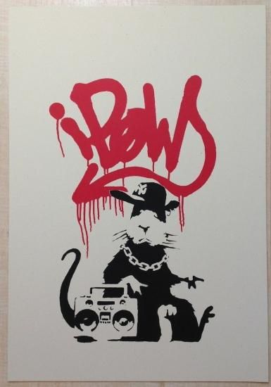 Banksy バンクシー GANGSTA RAT シルクスクリーン プリント WCP SCREEN PRINT リプロダクション 現代アート -  アート通販店舗 NODE