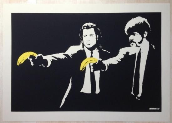 額装済BANKSY PULP FICTION WCP バンクシーシルクスクリーンBanksyタイトル