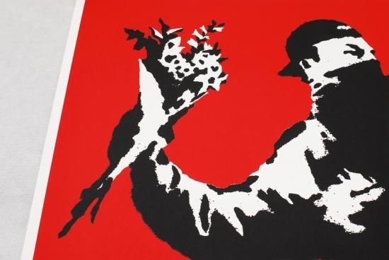 Banksy バンクシー LOVE IS IN THE AIR WCP リプロダクション シルクスクリーン プリント SCREEN PRINT  現代アート - アート通販店舗 NODE