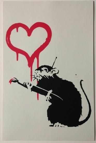 Banksy バンクシー LOVE RAT シルクスクリーン プリント WCP SCREEN PRINT リプロダクション 現代アート -  アート通販店舗 NODE