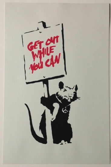 Banksy バンクシー GET OUT WHILE YOU CAN シルクスクリーン プリント WCP SCREEN PRINT リプロダクション  現代アート - アート通販店舗 NODE