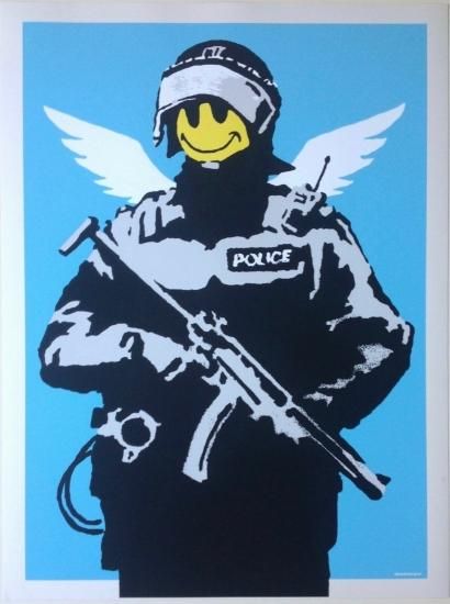 Banksy バンクシー FLYING COPPER WCP リプロダクション シルクスクリーン プリント 現代アート - アート通販店舗 NODE