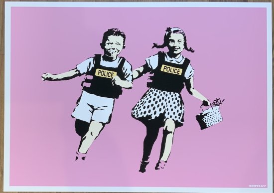 Banksy バンクシー POLICE KIDS PINK WCP リプロダクション シルクスクリーン プリント 現代アート - アート通販店舗  NODE