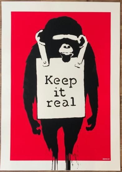 Banksy バンクシー MONKEY KEEP IT REAL リプロダクション シルクスクリーン プリント 現代アート - アート通販店舗 NODE