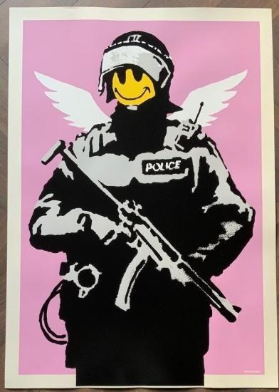 WCP Banksy バンクシー FLYING COPPER PINK リプロダクション シルクスクリーン プリント 現代アート - アート通販店舗  NODE