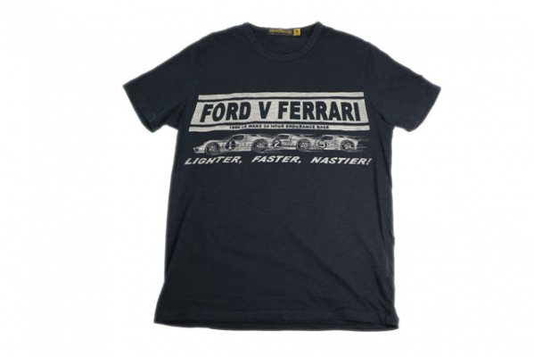 JOHNSON MOTORS ジョンソンモータース 半袖Tシャツ 「フォードVSフェラーリ」ヴィンテージブラック アメカジ バイカー