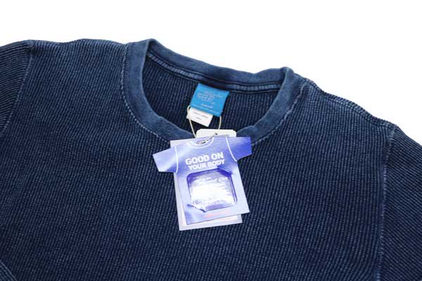GOOD ON（グッドオン） インディゴ ロングスリーブ サーマルTシャツ メンズ 藍染め ワッフル 長袖 ロンT コットン 綿 日本製