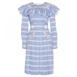  2015 Miu Miuߥ奦ߥ奦Embellished striped cotton dress