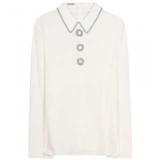  2015 Miu Miuߥ奦ߥ奦Embellished blouse