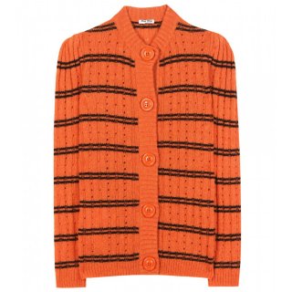  2015 Miu Miuߥ奦ߥ奦Striped wool cardigan