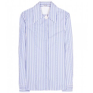  2015 Miu Miuߥ奦ߥ奦Striped cotton shirt