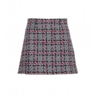  2015 Miu Miuߥ奦ߥ奦Check wool skirt