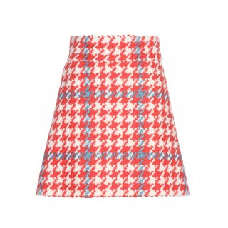  2015 Miu Miuߥ奦ߥ奦Check wool-blend skirt