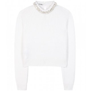  2015 Miu Miuߥ奦ߥ奦Embellished cashmere sweater