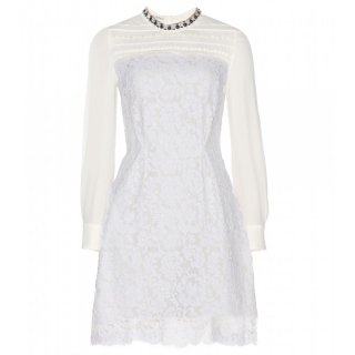  2015 Miu Miuߥ奦ߥ奦Embellished silk and lace dress