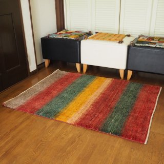 ギャッベ ラグ 104×137cm LORIBAFT(ロリバフ) グラデーション イラン製 手織り絨毯