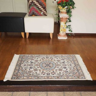 ペルシャ絨毯 玄関マット ナイン産 ウール100%  60×94cm 