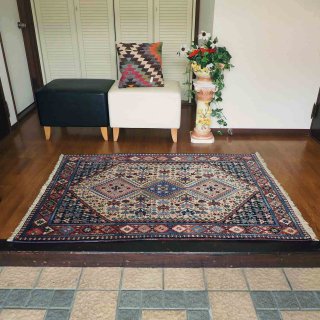 ペルシャ絨毯 玄関マット ヤラメ産 ウール100%  100×152cm 