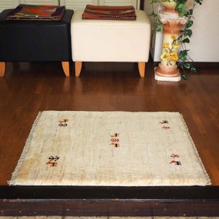 ギャッベ 玄関マット 65×86cm イラン製 手織り絨毯