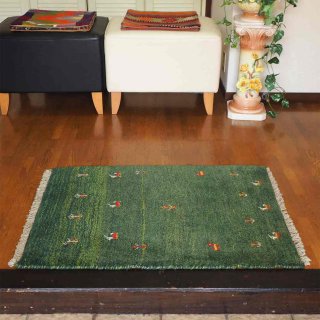 ギャッベ 玄関マット 63×89cm イラン製 手織り絨毯