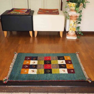 【sale 50%OFF】ギャッベ 玄関マット 59×90cm イラン製 手織り絨毯