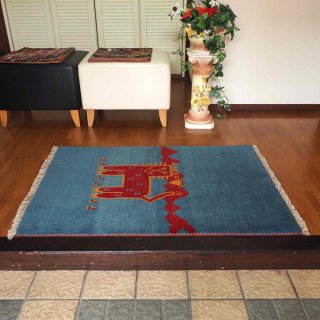 ギャッベ 玄関マット 78×119cm LORIBAFT（ロリバフ） イラン製 手織り絨毯