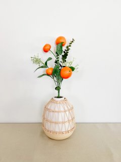 <BR>アーティフィシャルフラワー オレンジブランチ ＆ユーカリの葉（造花）