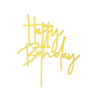 <img class='new_mark_img1' src='https://img.shop-pro.jp/img/new/icons11.gif' style='border:none;display:inline;margin:0px;padding:0px;width:auto;' /><br>HAPPY BIRTHDAYアクリル製ケーキトッパー - ゴールド