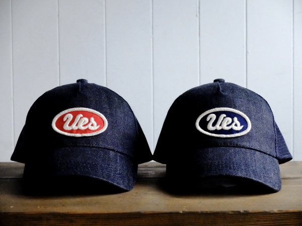 Ues/ウエス『 INDIGO MESH CAP /インディゴメッシュキャップ』デニム UESワッペン レッド/ネイビー