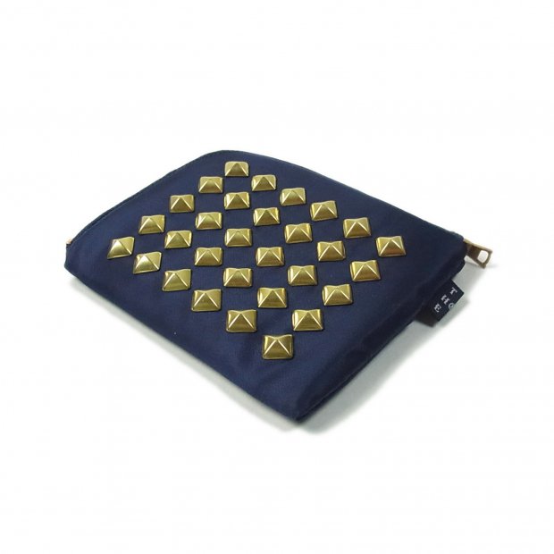 THE UNION | THE COLOR / NYLON STUDS HALF WALLET -navy-