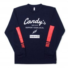 O3 RUGBY GAME wear & goods Candy's PUNCH ARMS dry L/S TEE -navy/white/neonorange-