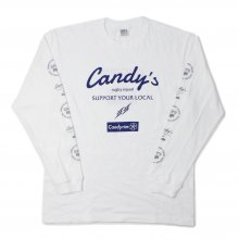 O3 RUGBY GAME wear & goods Candy's S.Y.L. L/S TEE -white/navy/gray-