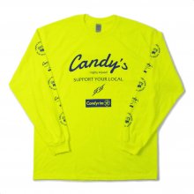 O3 RUGBY GAME wear & goods Candy's S.Y.L. L/S TEE -neon yellow/navy-