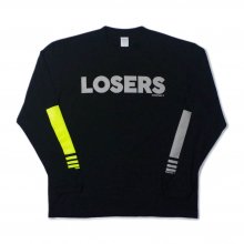 O3 RUGBY GAME wear & goods LOSERS wide L/S TEE -black/neon yellow-