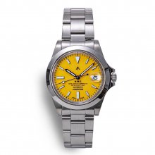 <img class='new_mark_img1' src='https://img.shop-pro.jp/img/new/icons8.gif' style='border:none;display:inline;margin:0px;padding:0px;width:auto;' />Naval Watch Produced By LOWERCASE FRXA015 Mechanical S/S 3 links Metal band -Yellow Dial-