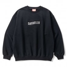 SAYHELLO Basic Logo Patch Crew  -black-