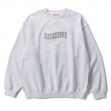 SAYHELLO Basic Logo Patch Crew  -heather gray-