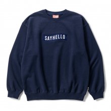 SAYHELLO Basic Logo Patch Crew  -navy-