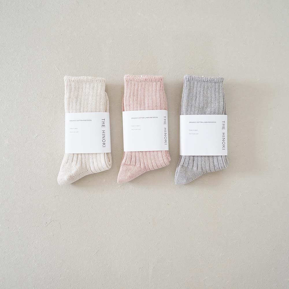 OG Cotton Linen Rib Socks<br>(NATURAL.PINK.GRAY)<br>