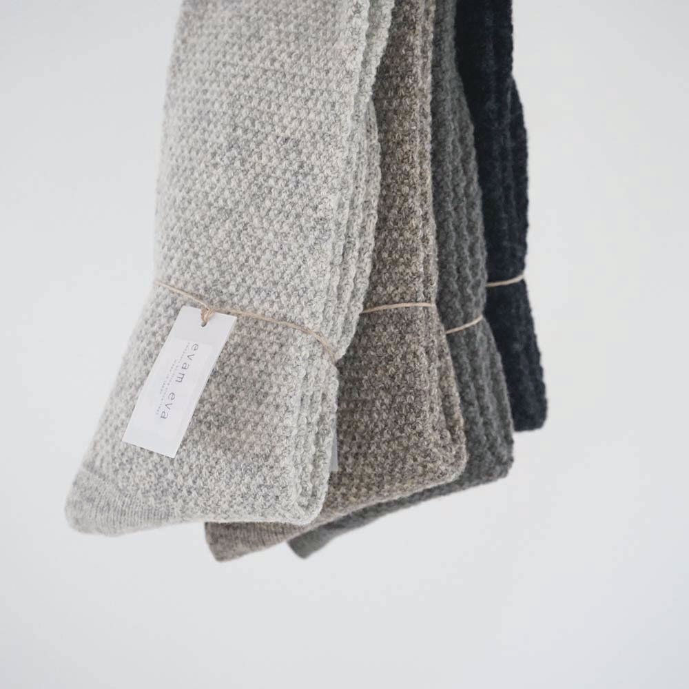 moss stitch socks<br>light gray.mocha.khaki.charcoal<br>