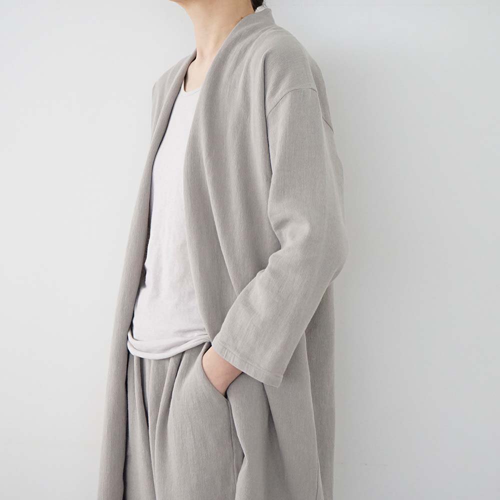 cotton linen robe<br>light gray<br>