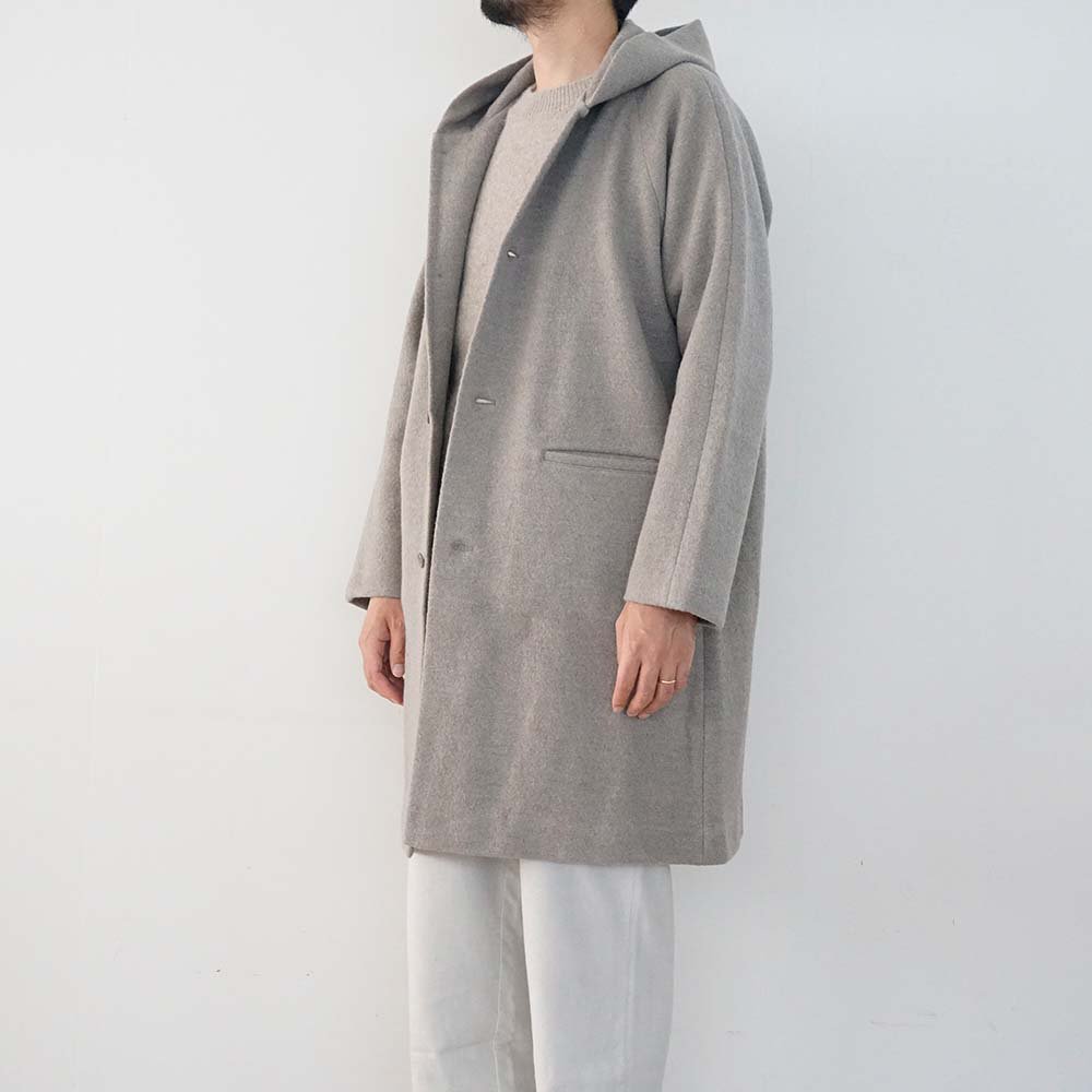 press wool hooded coat<br>mocha<br>