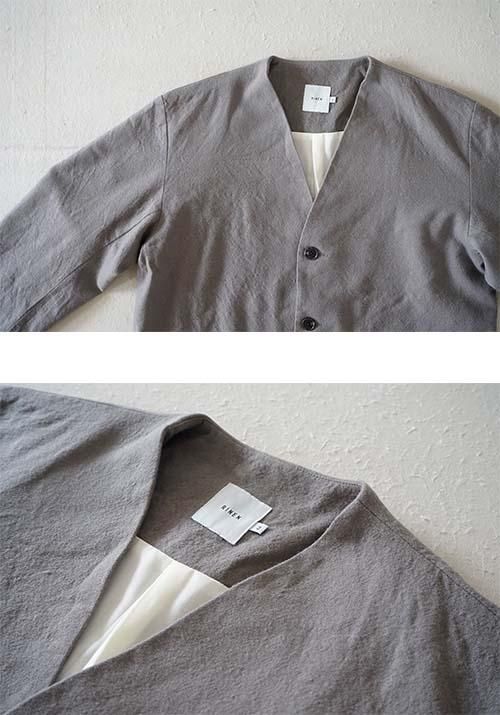 RINEN 2/60ウール綾織 ノーカラージャケット