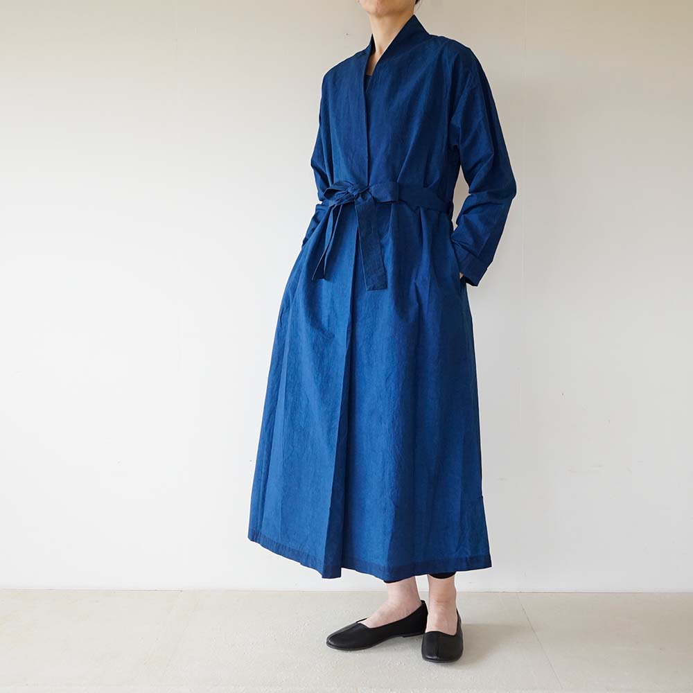 Cotton linen weather cloth  Haori  coat<br>Ryukyu indigo<br>