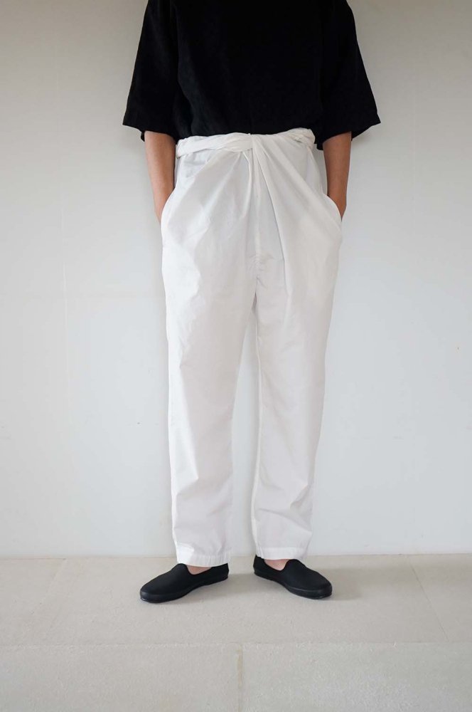 Suvin cotton broadcloth wrapped pants<br>White<br>
